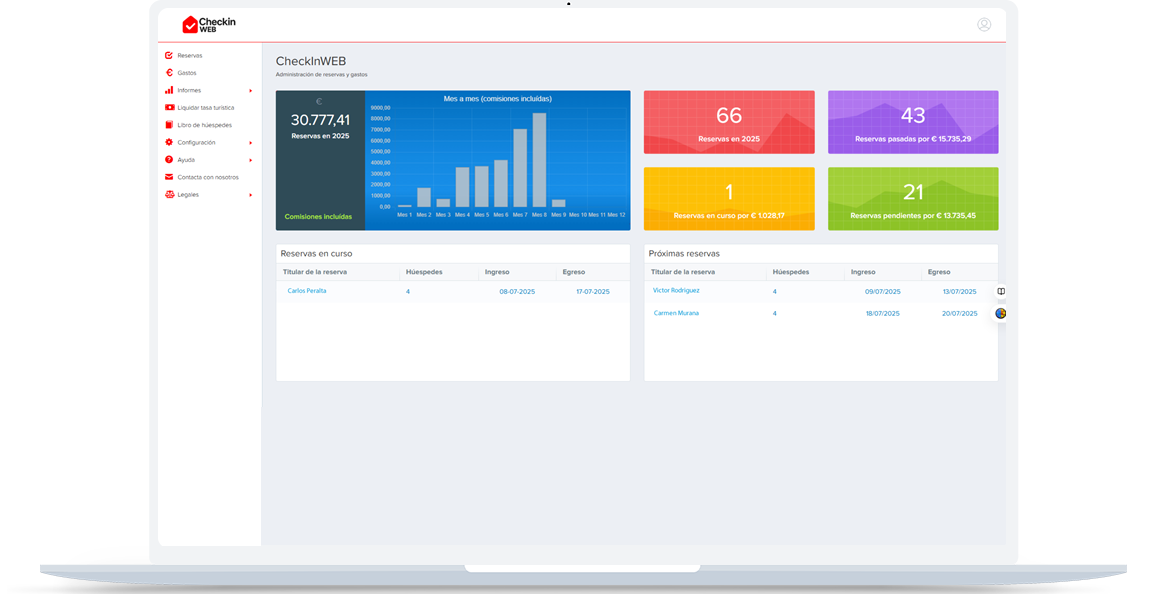 Captura del sistema CheckInWEB